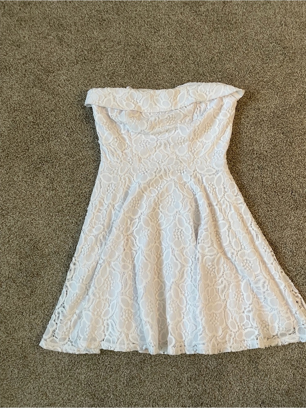 Strapless White Lace A-Line Dress
